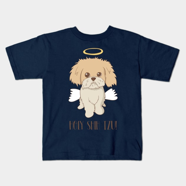 Holy Shih Tzu Kids T-Shirt by Dreamy Panda Designs